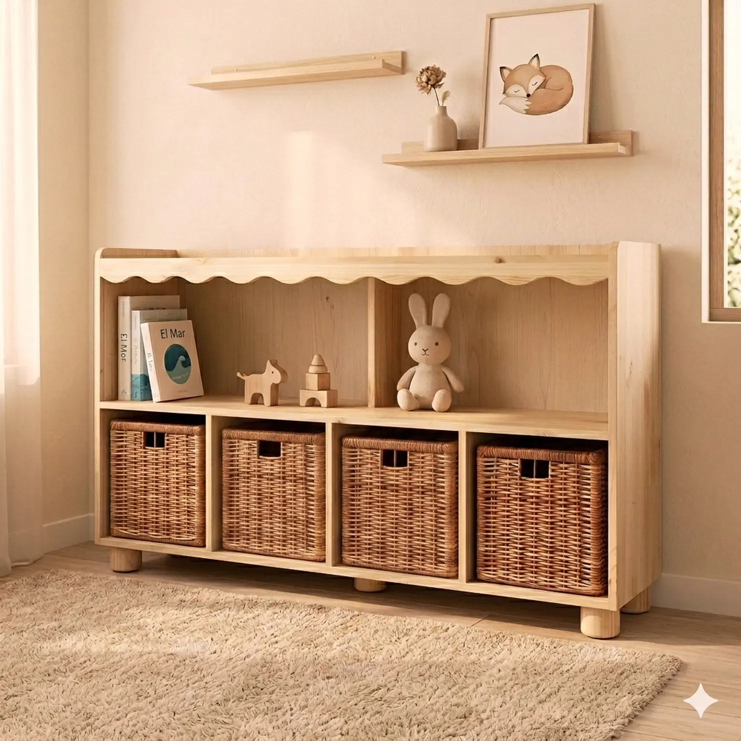 Mueble organizador infantil Waves de madera maciza  4