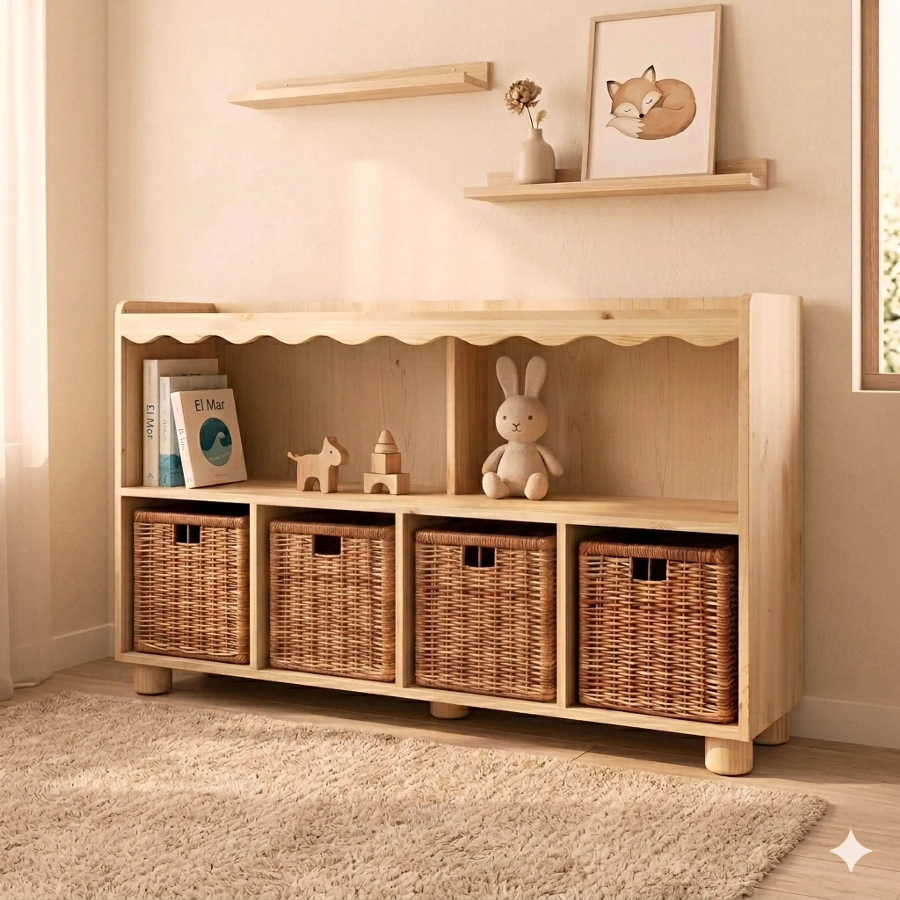 Mueble organizador infantil Waves de madera maciza  4