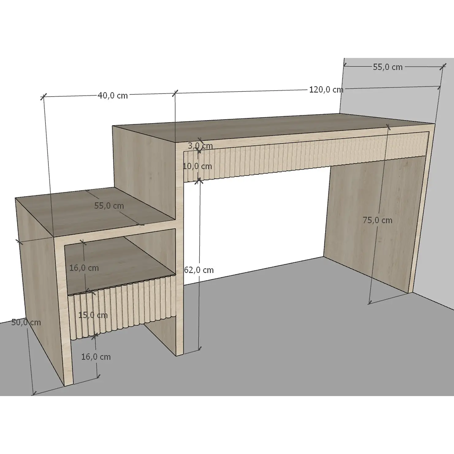 Escritorio de madera con velador integrado  1