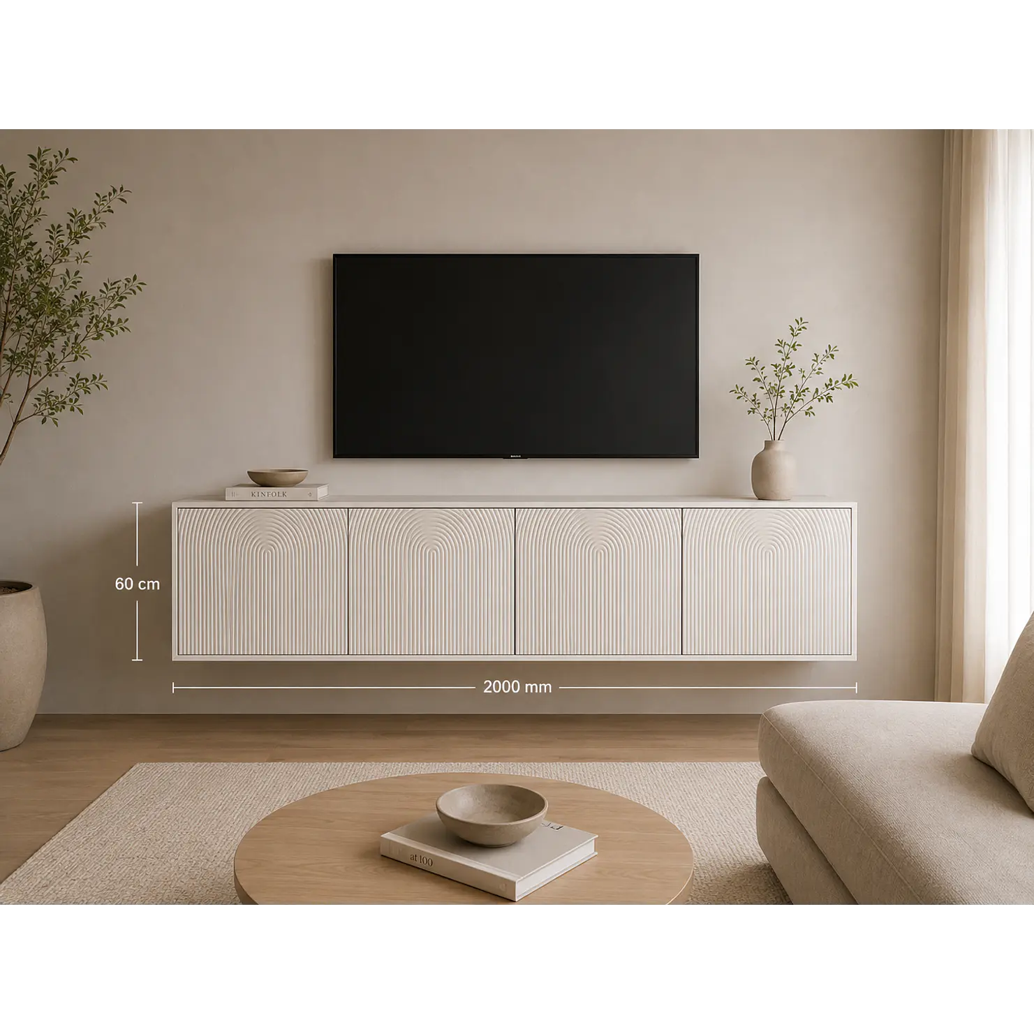 Rack Aurus blanco flotante / diseño arcos fresado  1