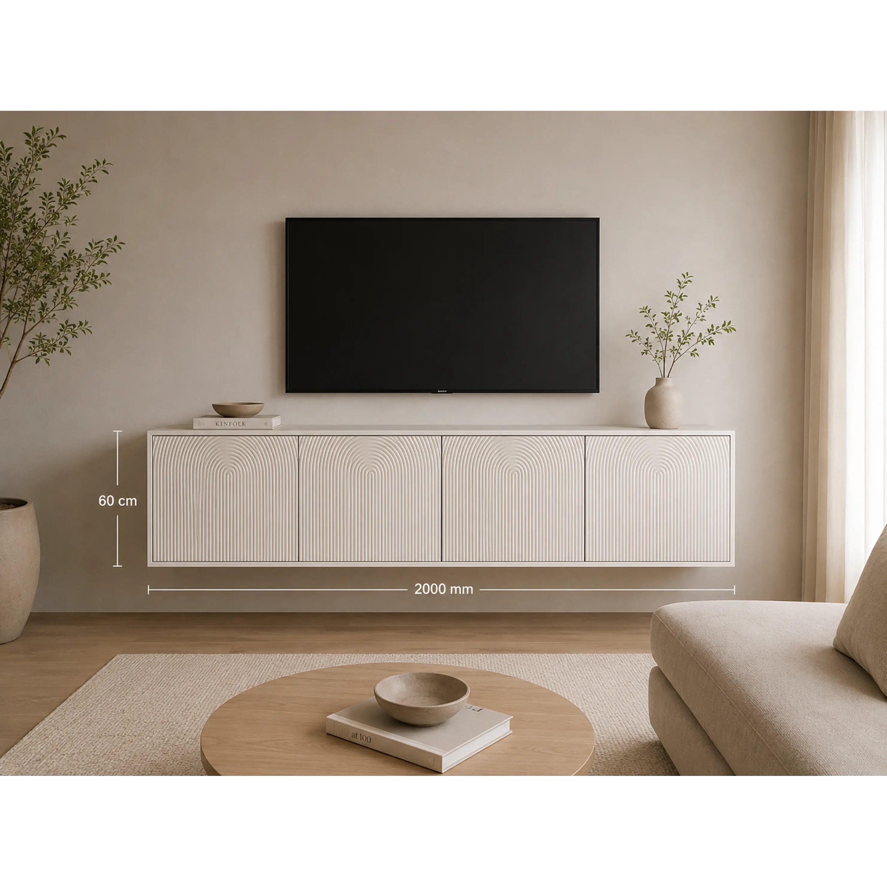 Rack Aurus blanco flotante / diseño arcos fresado  1