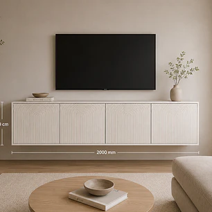 Rack Aurus blanco flotante / diseño arcos fresado 