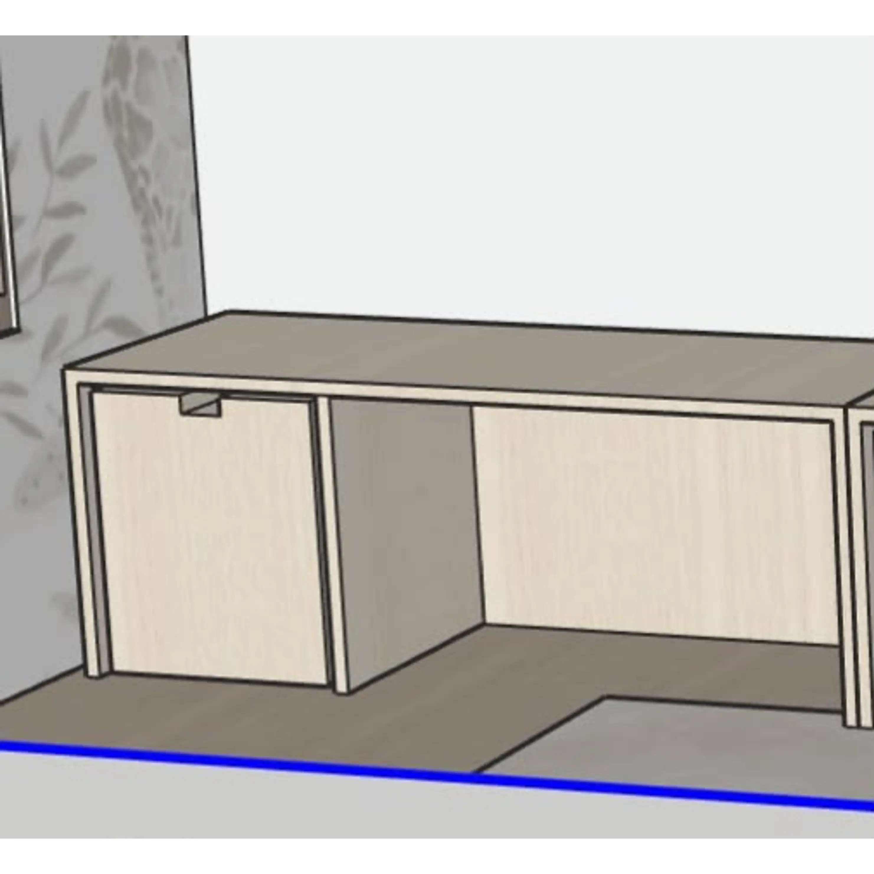 Mueble organizador de madera blanqueada, cajones con ruedas personalizado  1
