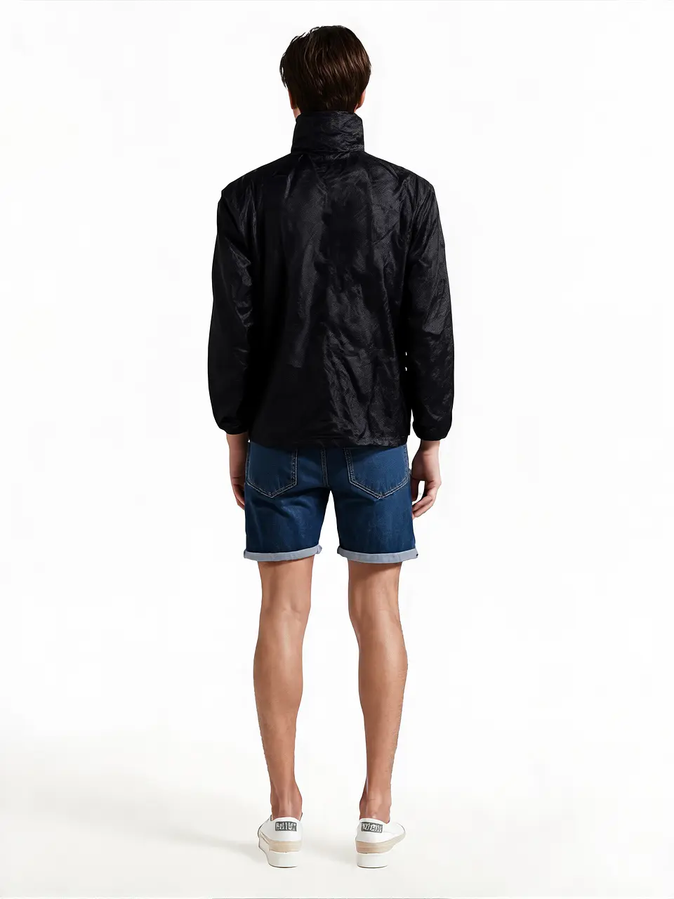 Chaqueta Cortaviento Negro Impermeable Con Gorro Unisex Lightseam 3