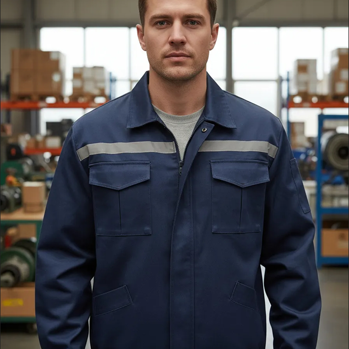 Chaqueta De Trabajo Reflectante Gabardina Azul 2