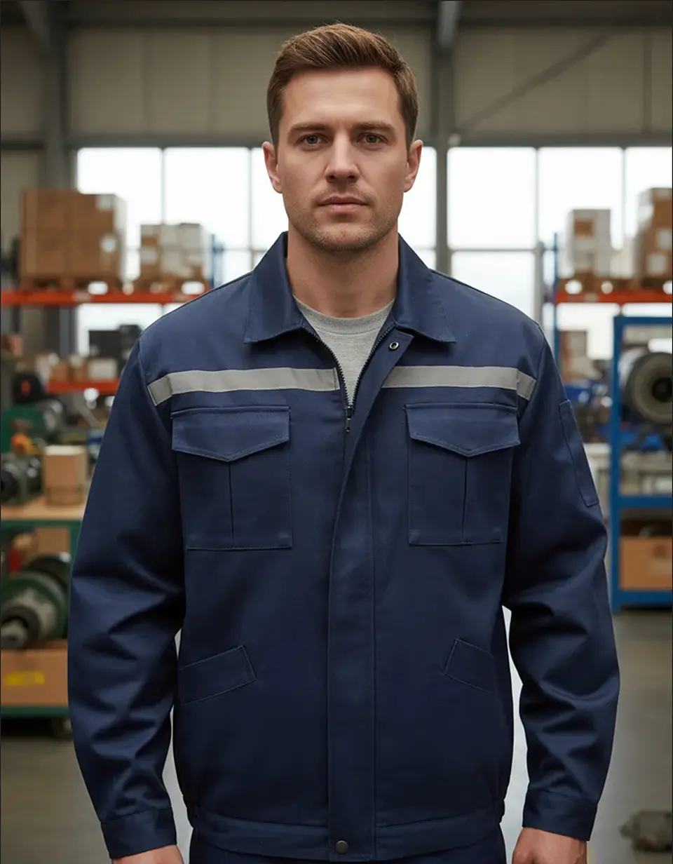 Chaqueta De Trabajo Reflectante Gabardina Azul 2