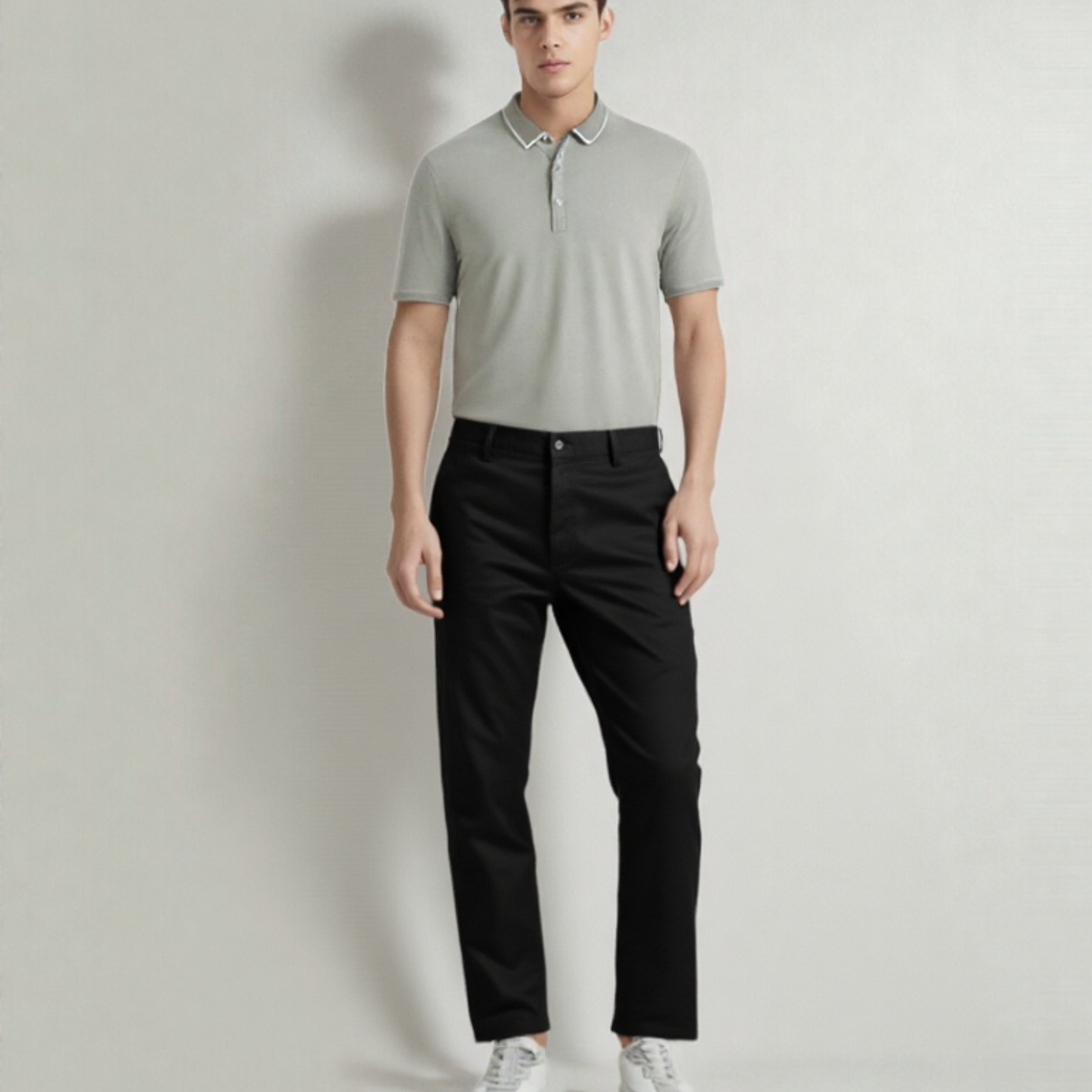 Pantalon De Vestir Negro Hombre Elasticado 220gsm 2