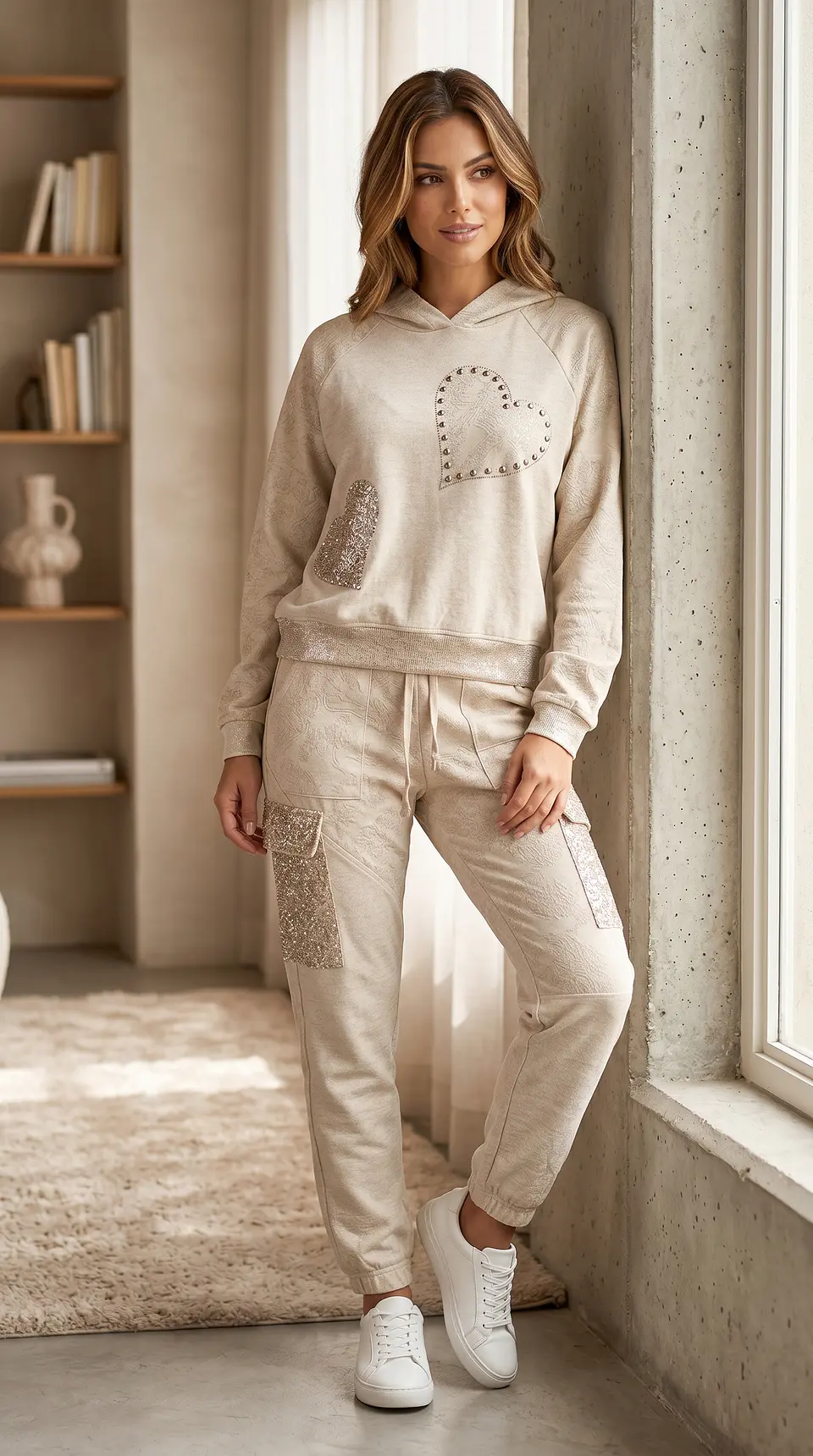 Conjunto jogger y Polerón Corazones 1