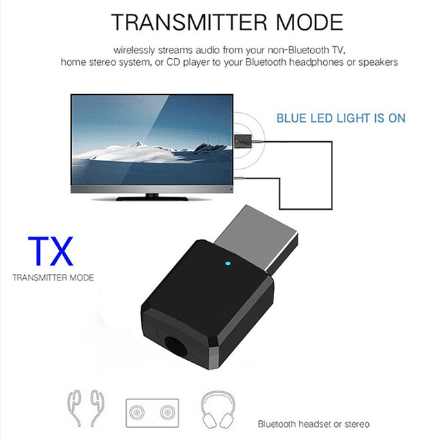 TRANSMISOR RECEPTOR USB BLUETOOTH 5.0 AUX