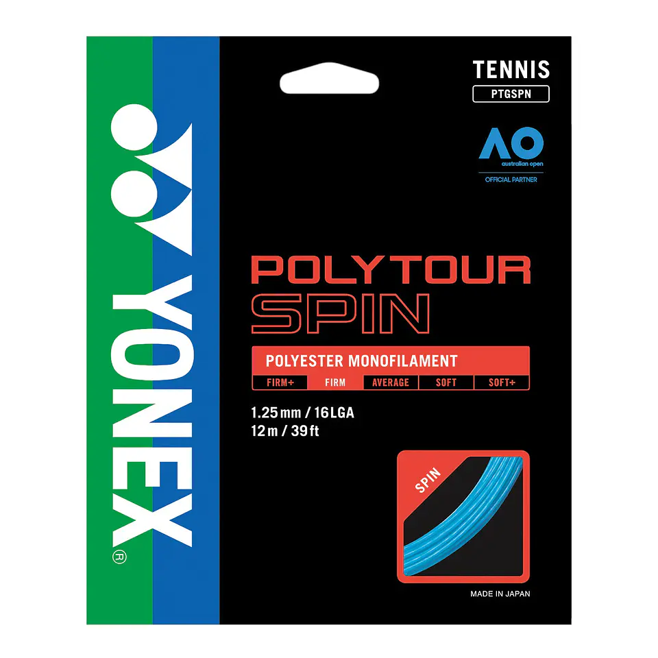Set Cuerda Tenis Poly Tour SPIN 1.25 / 16L Azul 1