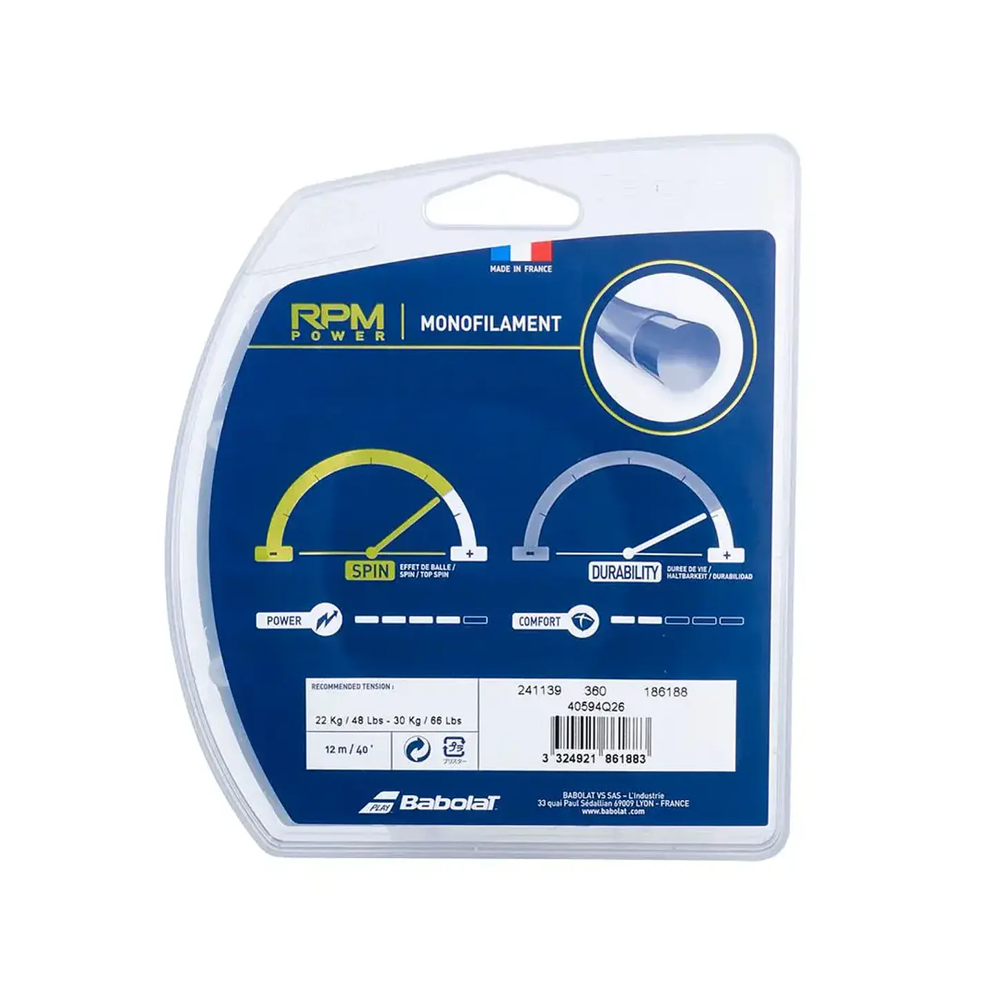 Set Cuerda Tenis Babolat RPM Power Rollo 12mt 1.25 2