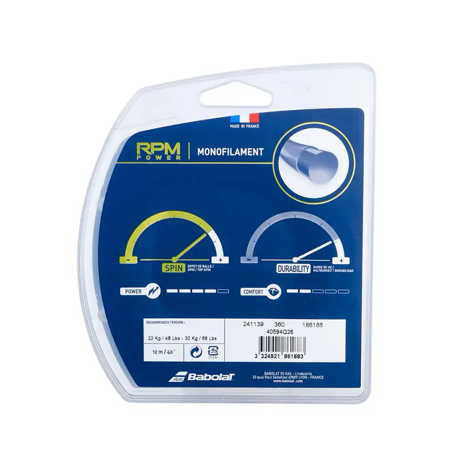 Set Cuerda Tenis Babolat RPM Power Rollo 12mt 1.25 2