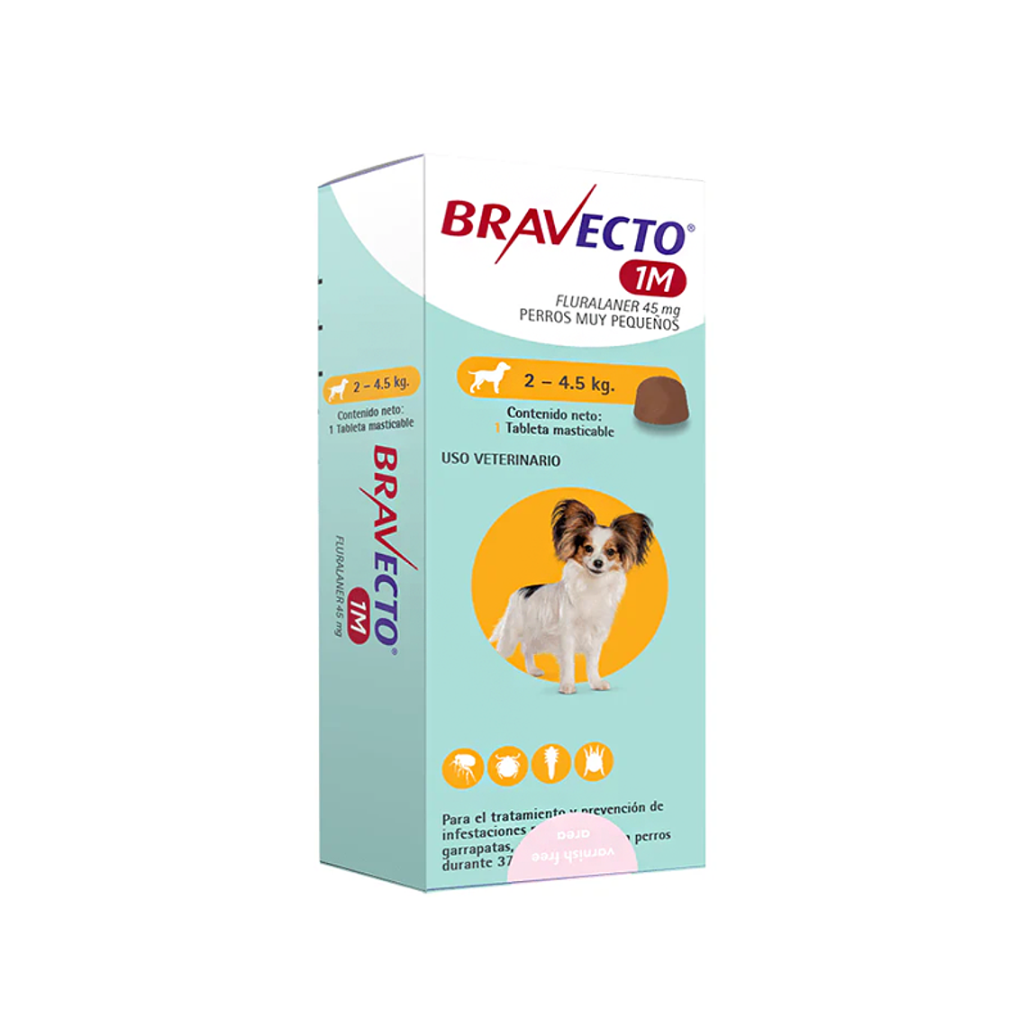 Bravecto para Perro 2kg a 4.5kg- 1 mes de Protección - 45mg 1