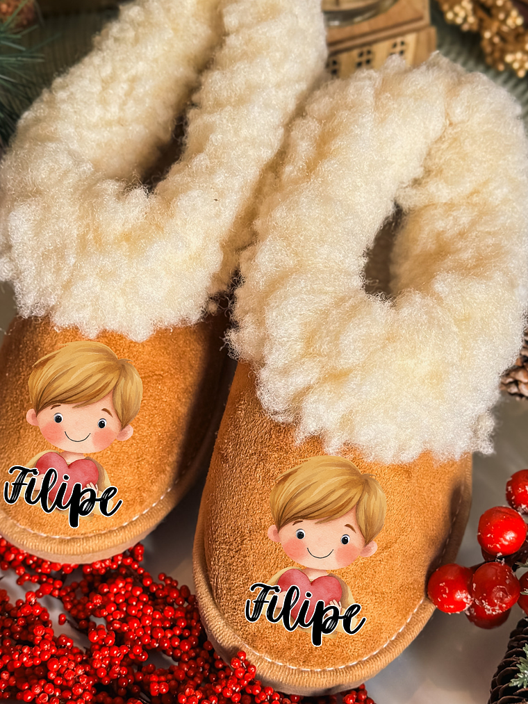 Pantufas Personalizadas Menino Loiro Carinhoso 1
