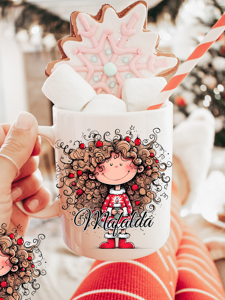 Caneca Cerâmica Natal Personalizada Chicas Maria - Com Nome 4