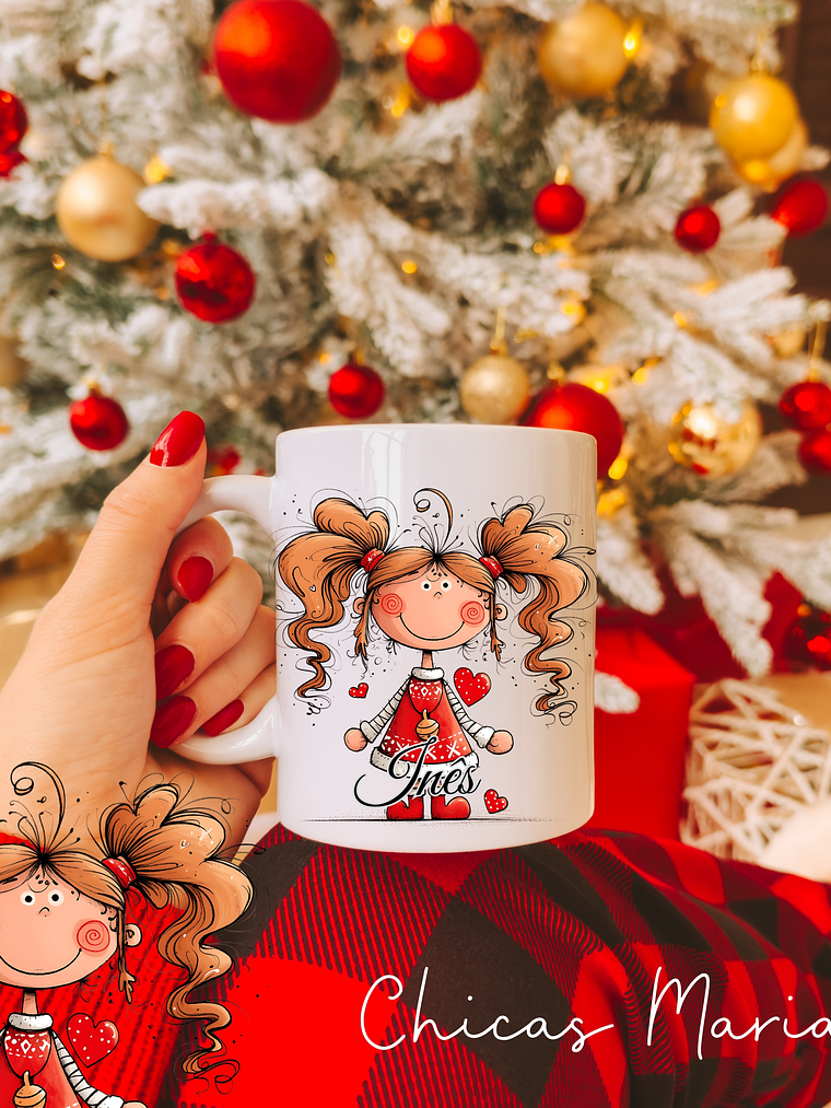 Caneca Cerâmica Natal Personalizada Chicas Maria - Com Nome 5