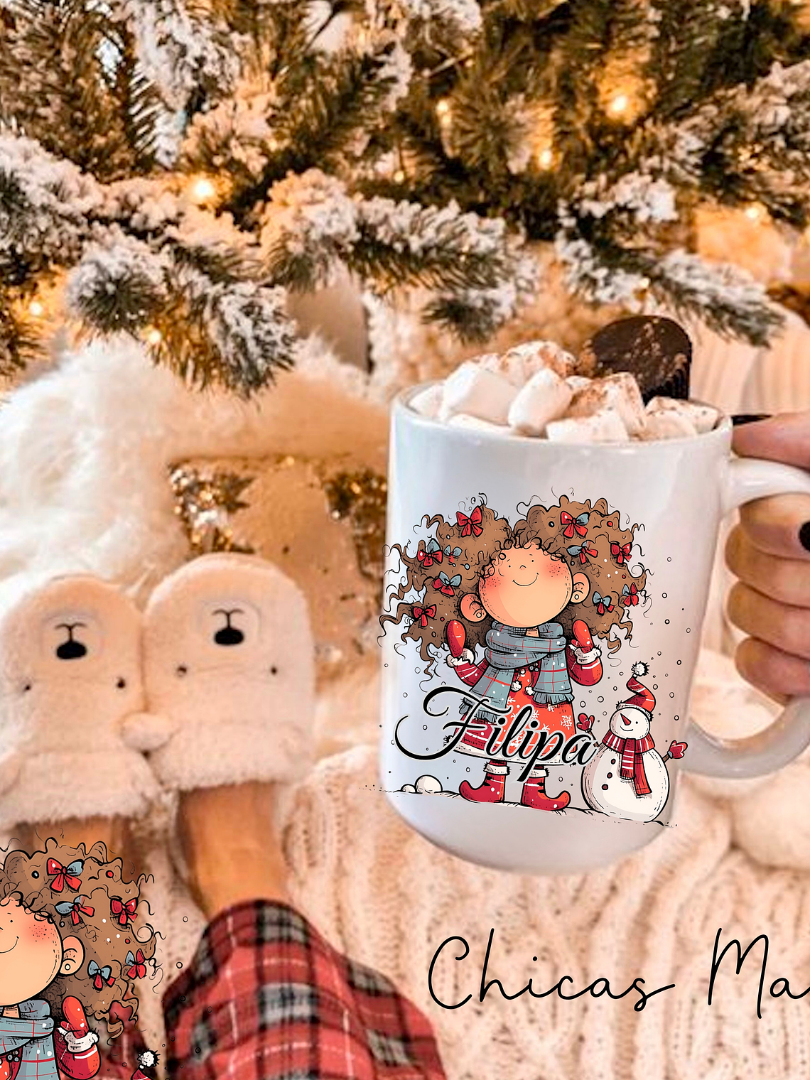 Caneca Cerâmica Natal Personalizada Chicas Maria - Com Nome 6