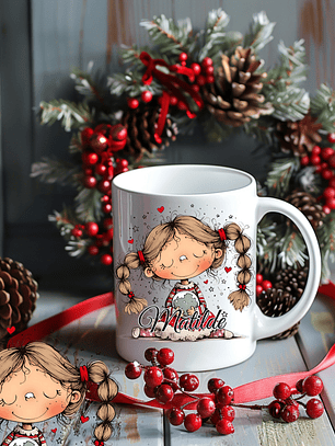 Caneca Cerâmica Natal Personalizada Chicas Maria - Com Nome