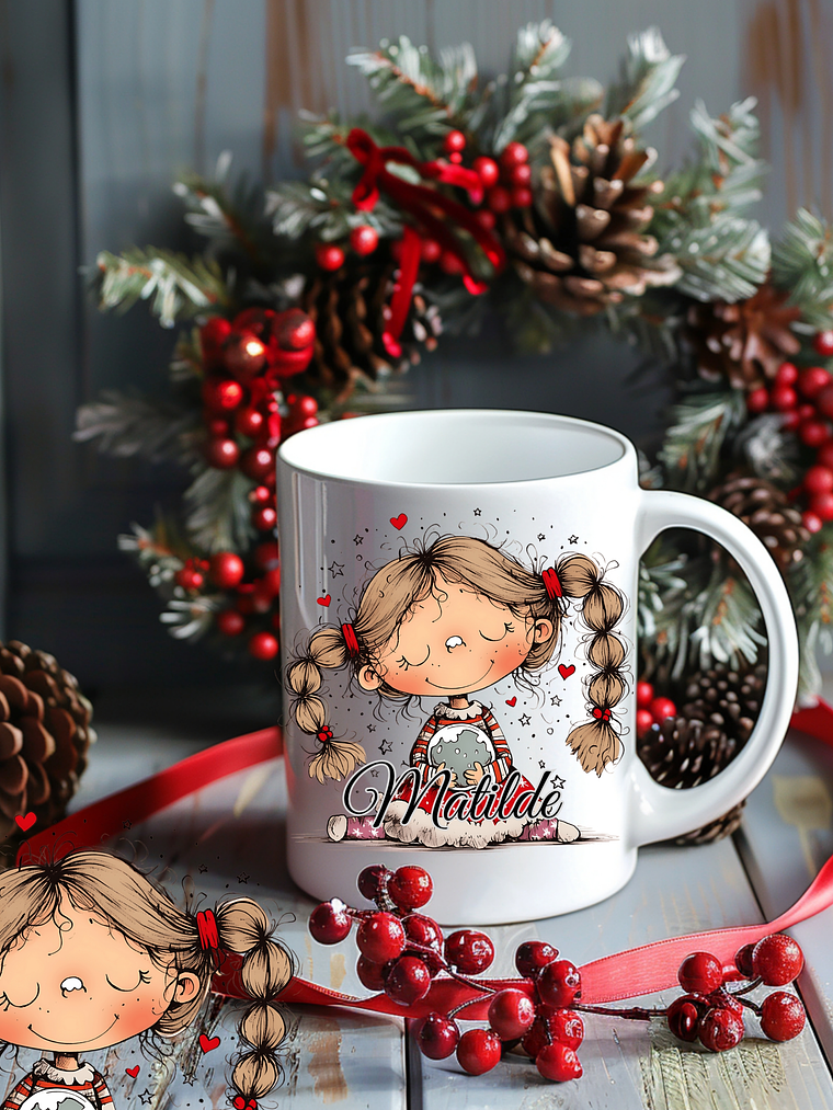 Caneca Cerâmica Natal Personalizada Chicas Maria - Com Nome 2