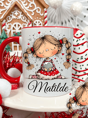 Caneca Cerâmica Natal Personalizada Chicas Maria - Com Nome