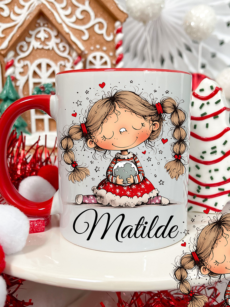 Caneca Cerâmica Natal Personalizada Chicas Maria - Com Nome 1