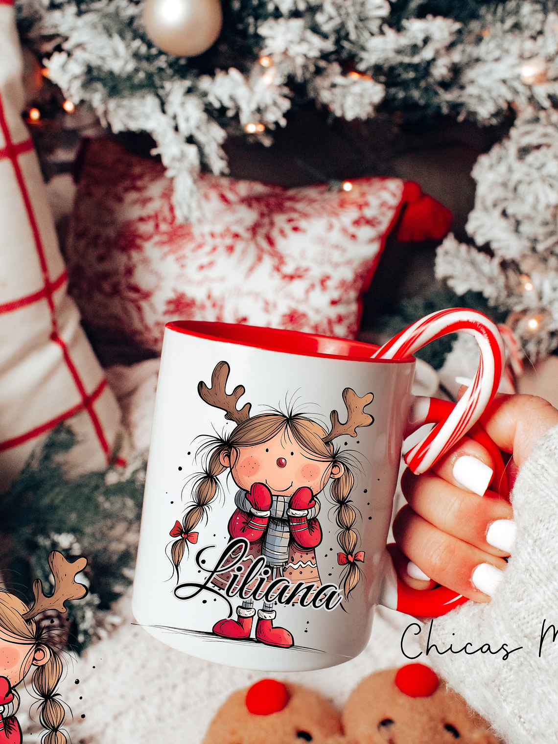 Caneca Cerâmica Natal Personalizada Chicas Maria - Com Nome 5