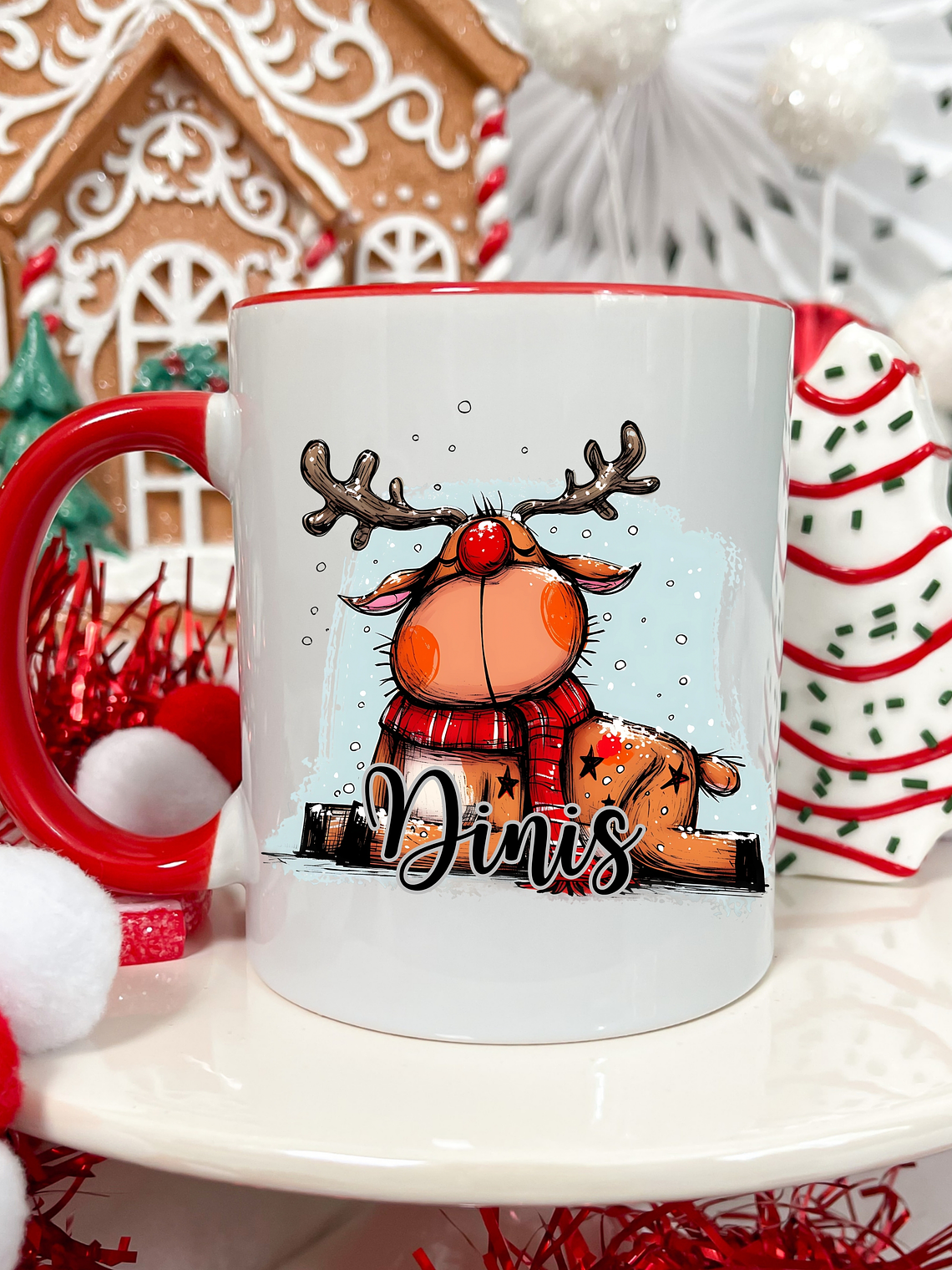 Caneca Cerâmica Natal Personalizada Rena Encantada - Com Nome 4