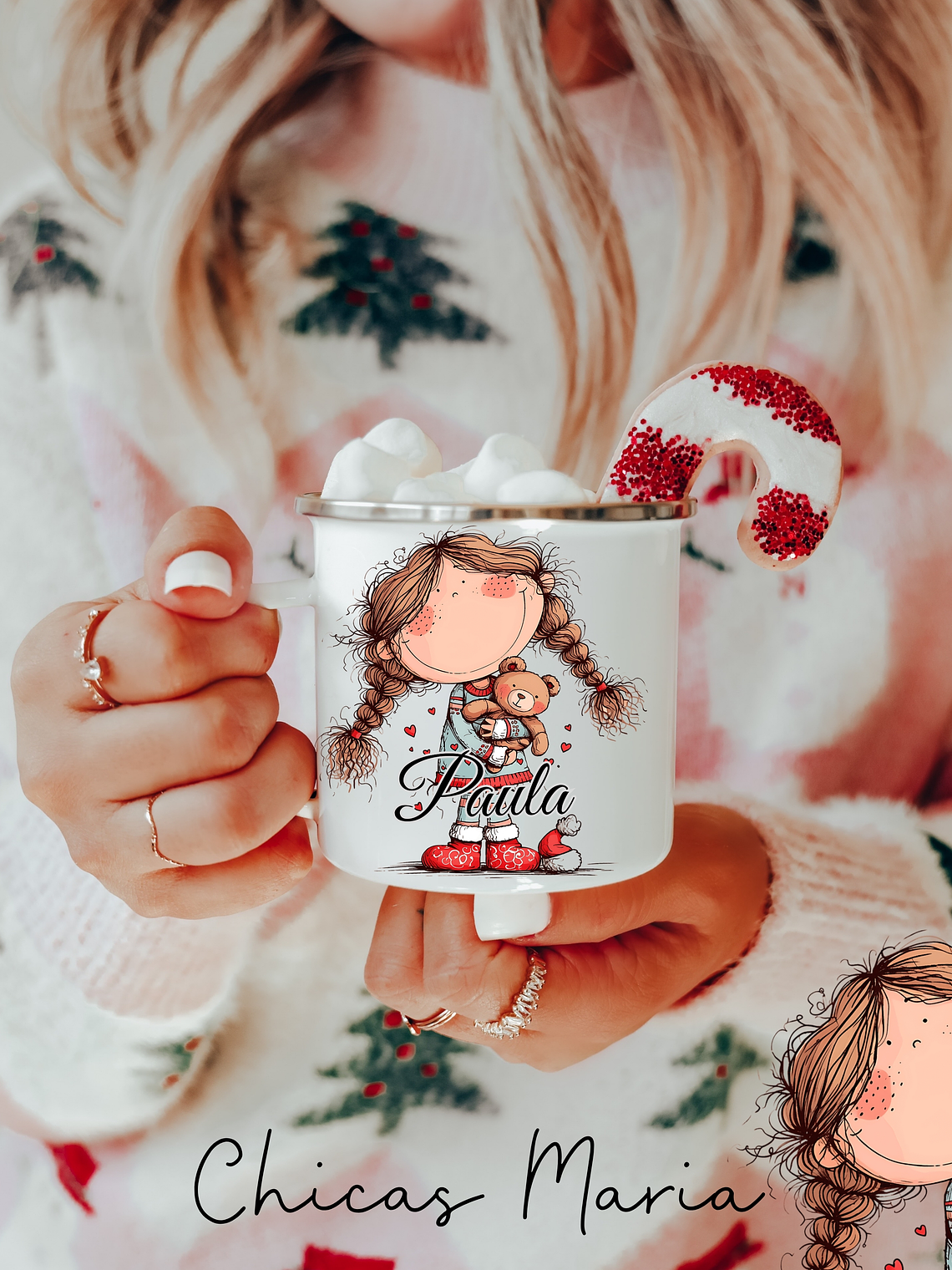 Caneca Esmalte Personalizada Chicas Maria - Com Nome 4