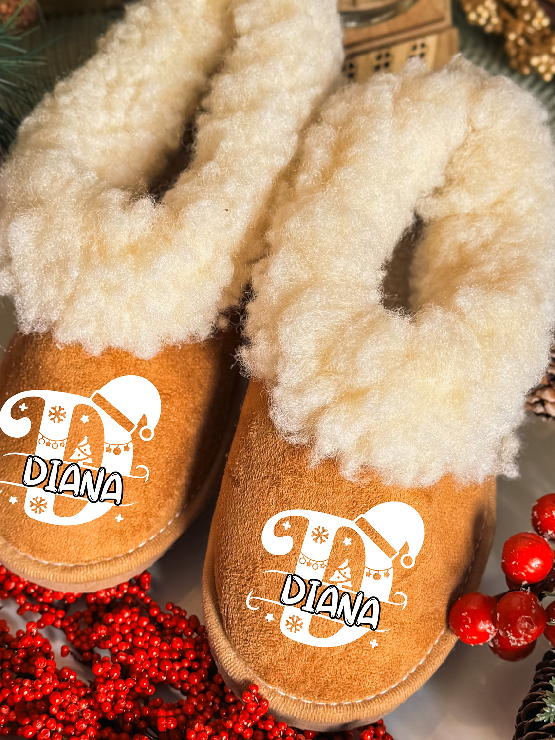 Pantufas Personalizadas Natal Inicial - Surpreenda com Carinho 1