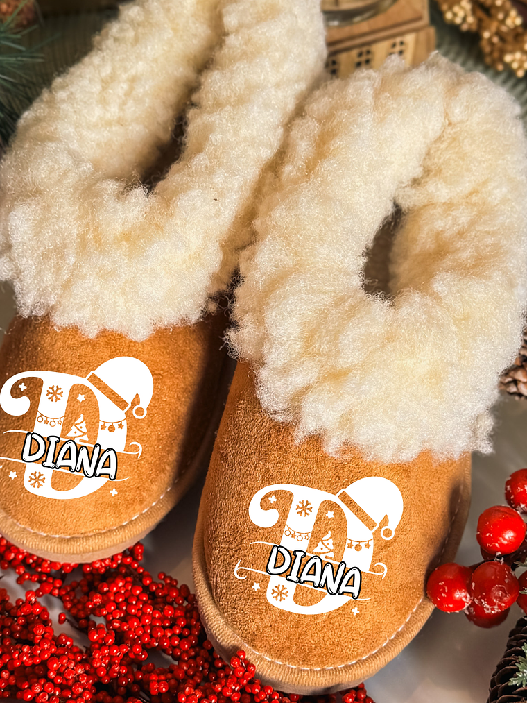 Pantufas Personalizadas Natal Inicial - Surpreenda com Carinho 1