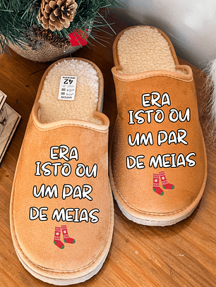 Chinelos Personalizados Natal Par de Meias - Com Nome