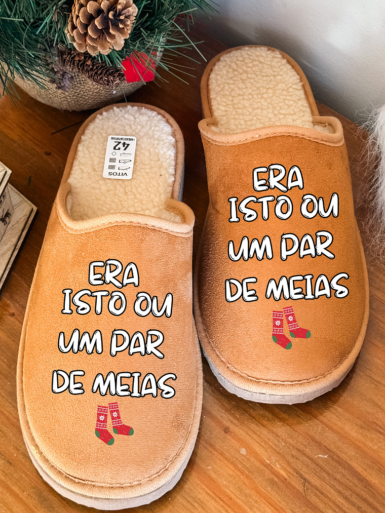 Chinelos Personalizados Natal Par de Meias - Com Nome 1