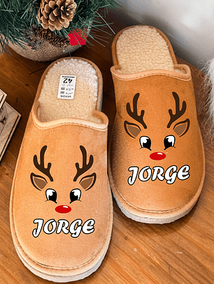 Chinelos Personalizados Natal Renas - Com Nome