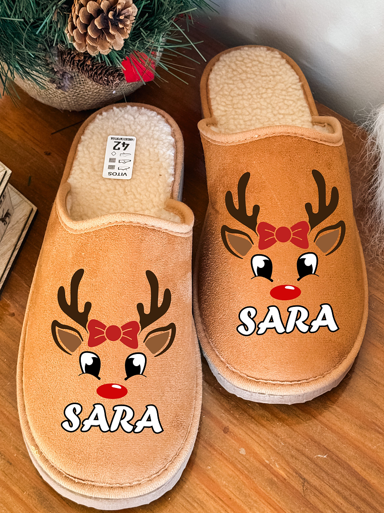 Chinelos Personalizados Natal Renas - Com Nome 2