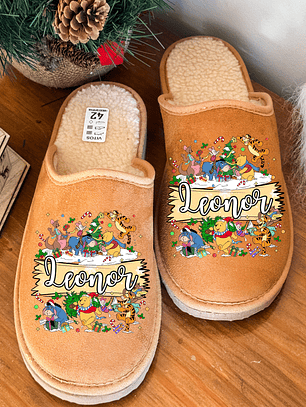 Chinelos Personalizados NATAL NOME + WINNIE THE POOH