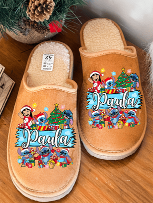Chinelos Personalizados NATAL NOME + STITCH