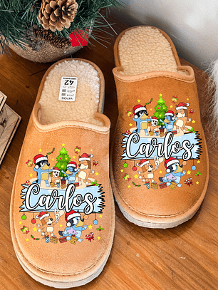 Chinelos Personalizados NATAL NOME + BLUEY