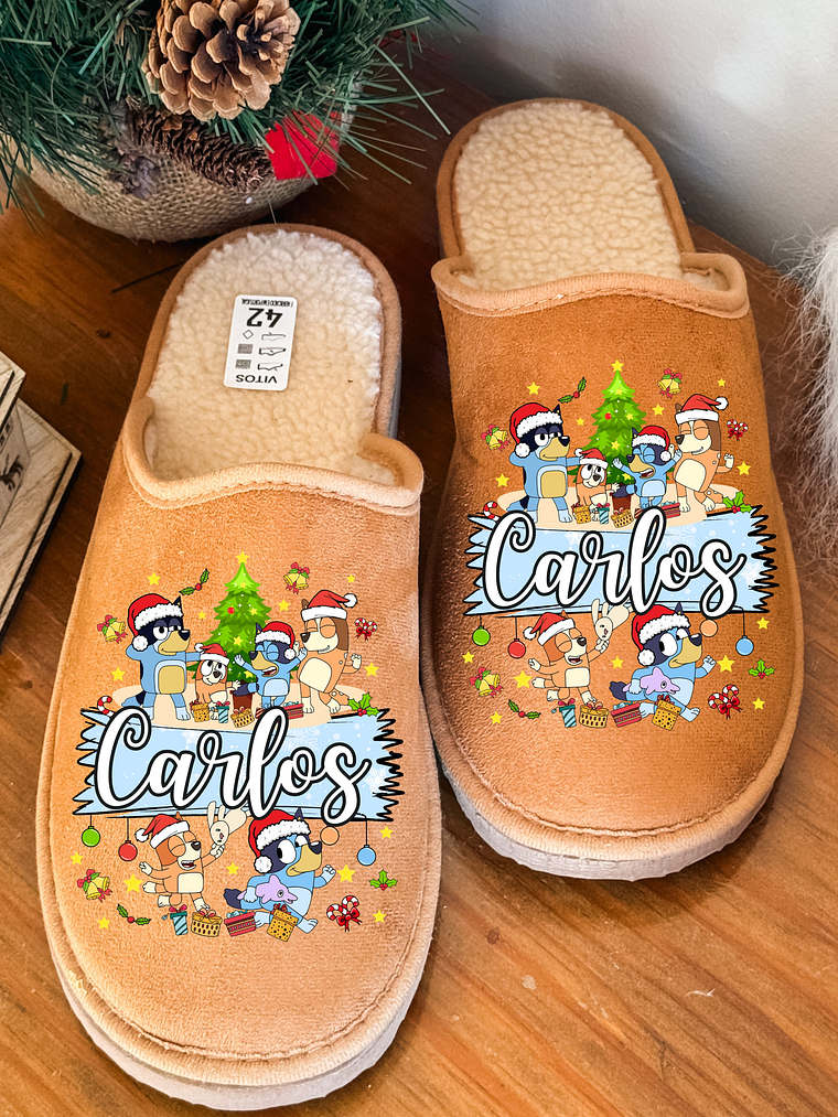 Chinelos Personalizados NATAL NOME + BLUEY 1