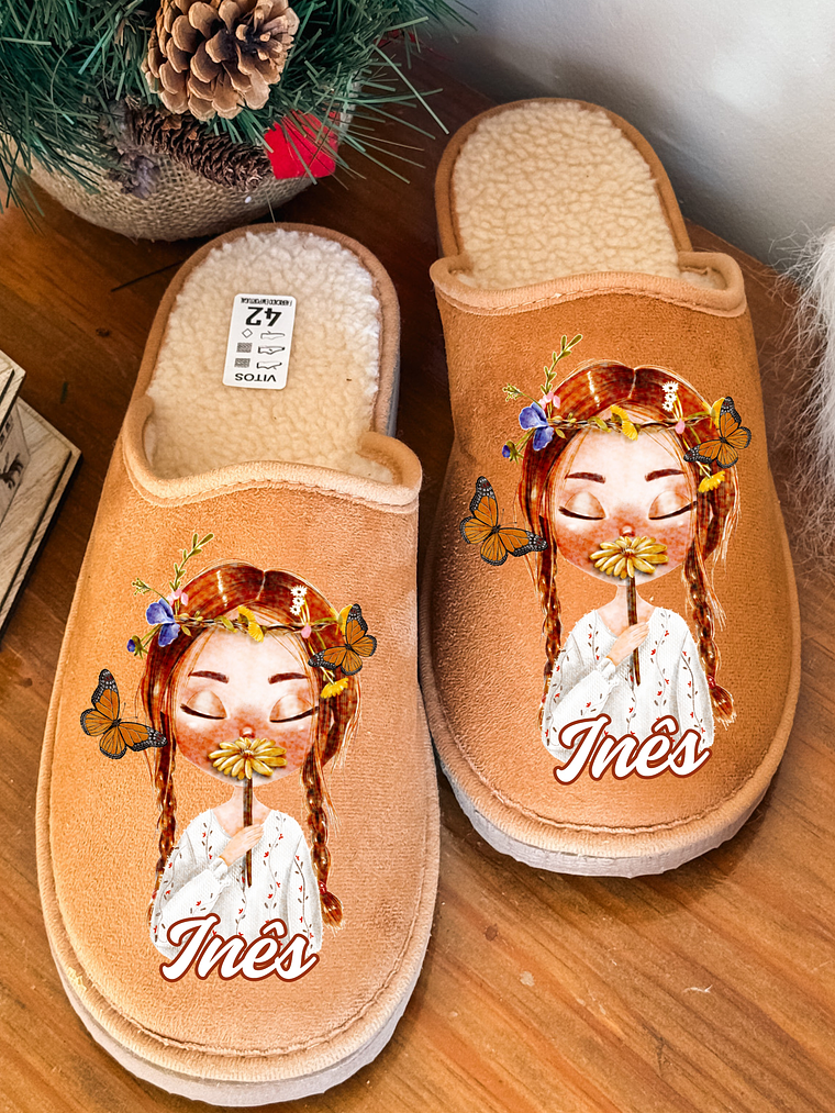 Chinelos Personalizados NOME + MENINA BORBOLETA 1