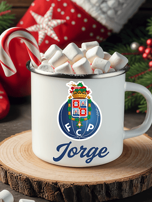 Caneca Esmalte Personalizada Natal Clubes + Frase