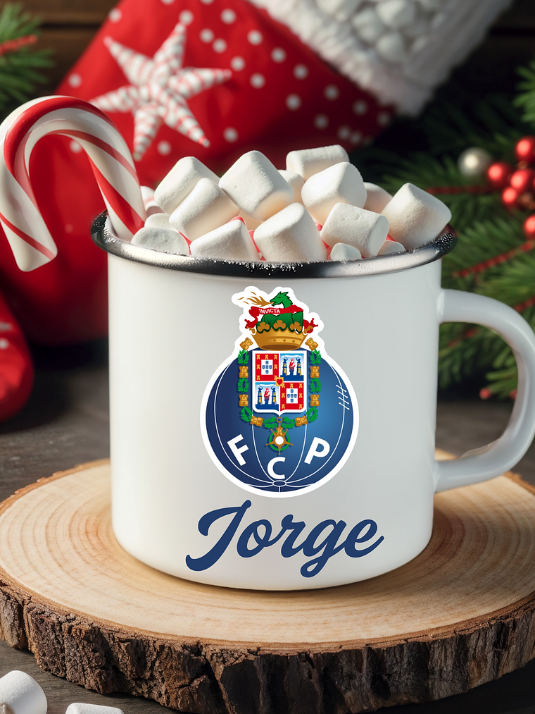 Caneca Esmalte Personalizada Natal Clubes + Frase 2