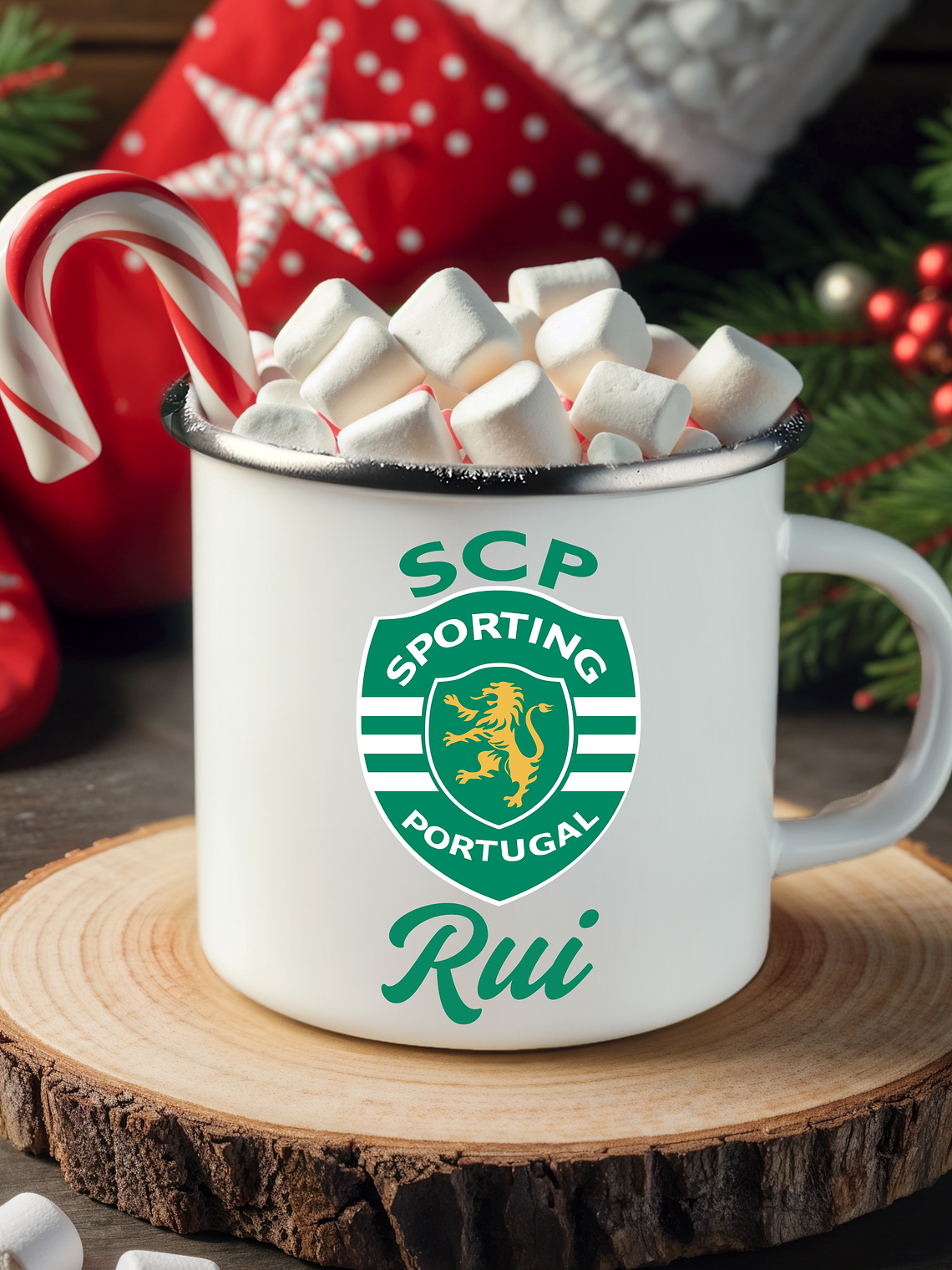 Caneca Esmalte Personalizada Natal Clubes + Frase 3