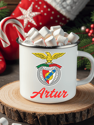Caneca Esmalte Personalizada Natal Clubes + Frase