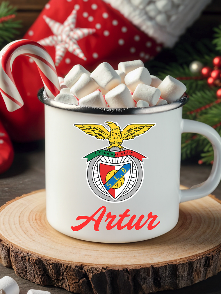 Caneca Esmalte Personalizada Natal Clubes + Frase 1
