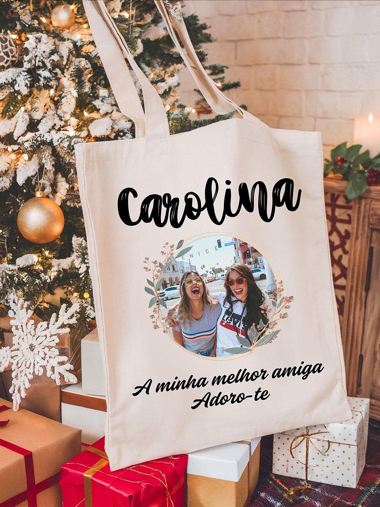 Saco Algodão Personalizado FOTOGRAFIA + FRASE 1
