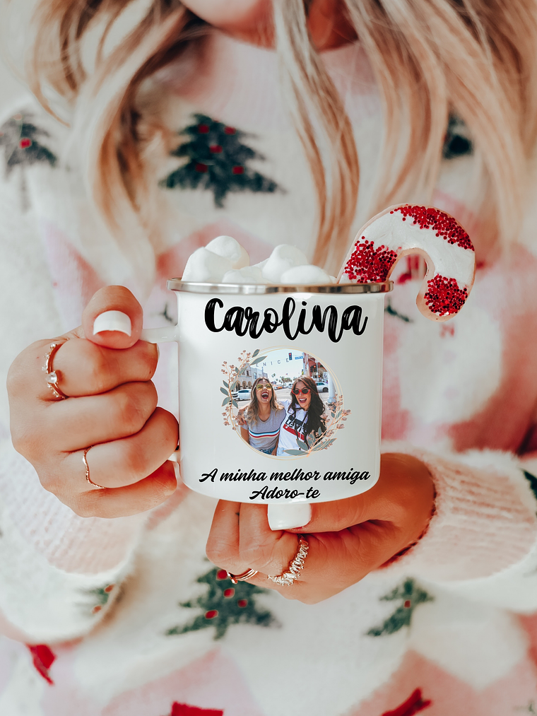 Caneca Esmalte PERSONALIZADA FOTOGRAFIA + FRASE 1