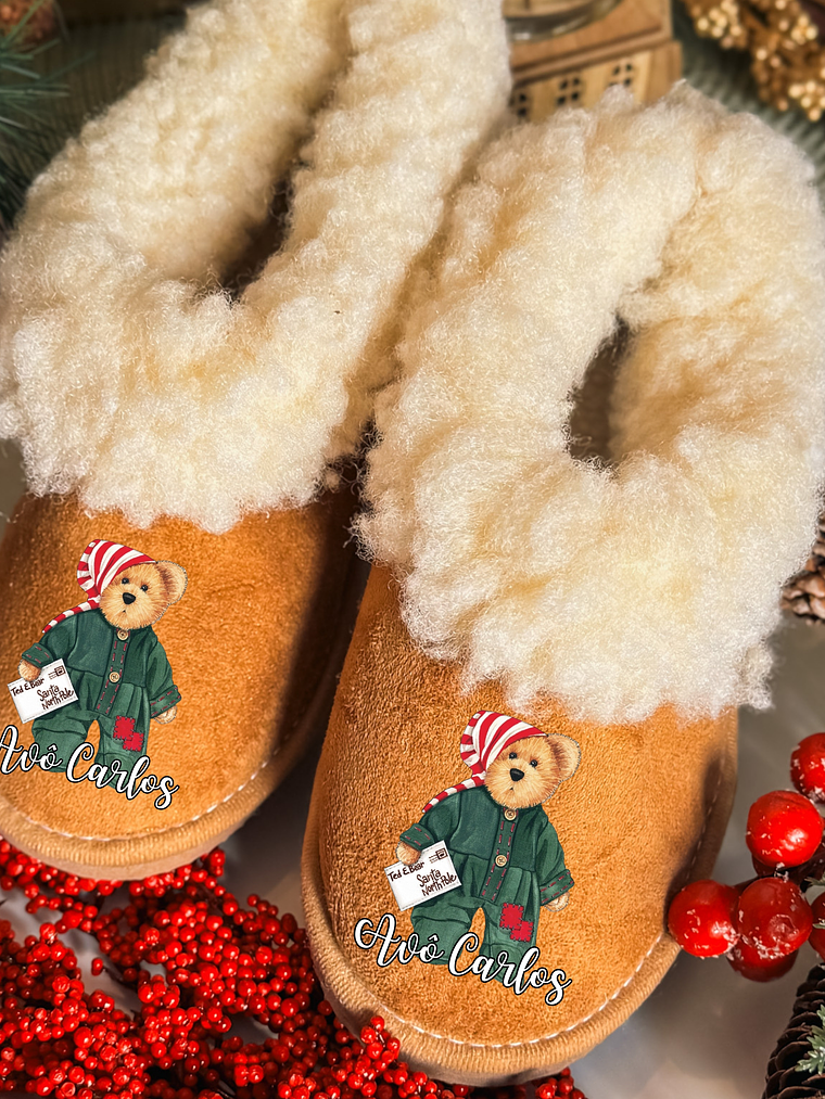 Pantufas Personalizados Natal Ursinhos – Surpreenda com Carinho 1
