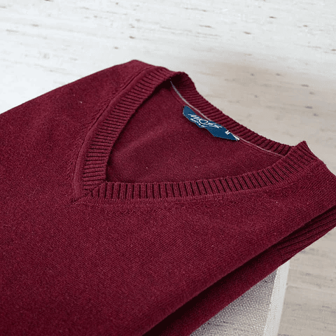 Sweater Cuello V Verano Burdeo 
