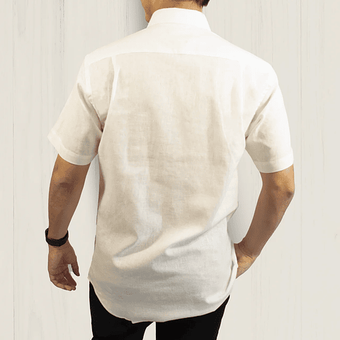Camisa Lino Manga Corta Blanco