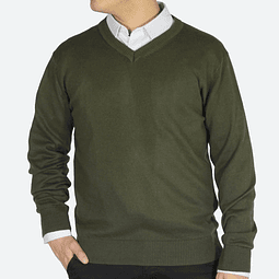 Sweater Cuello V Clásico Verde